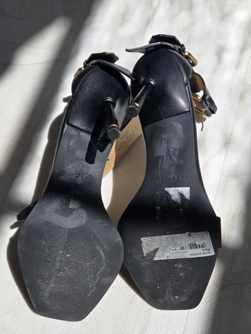 NEW! All Saints Noir Leather Sandals - Black